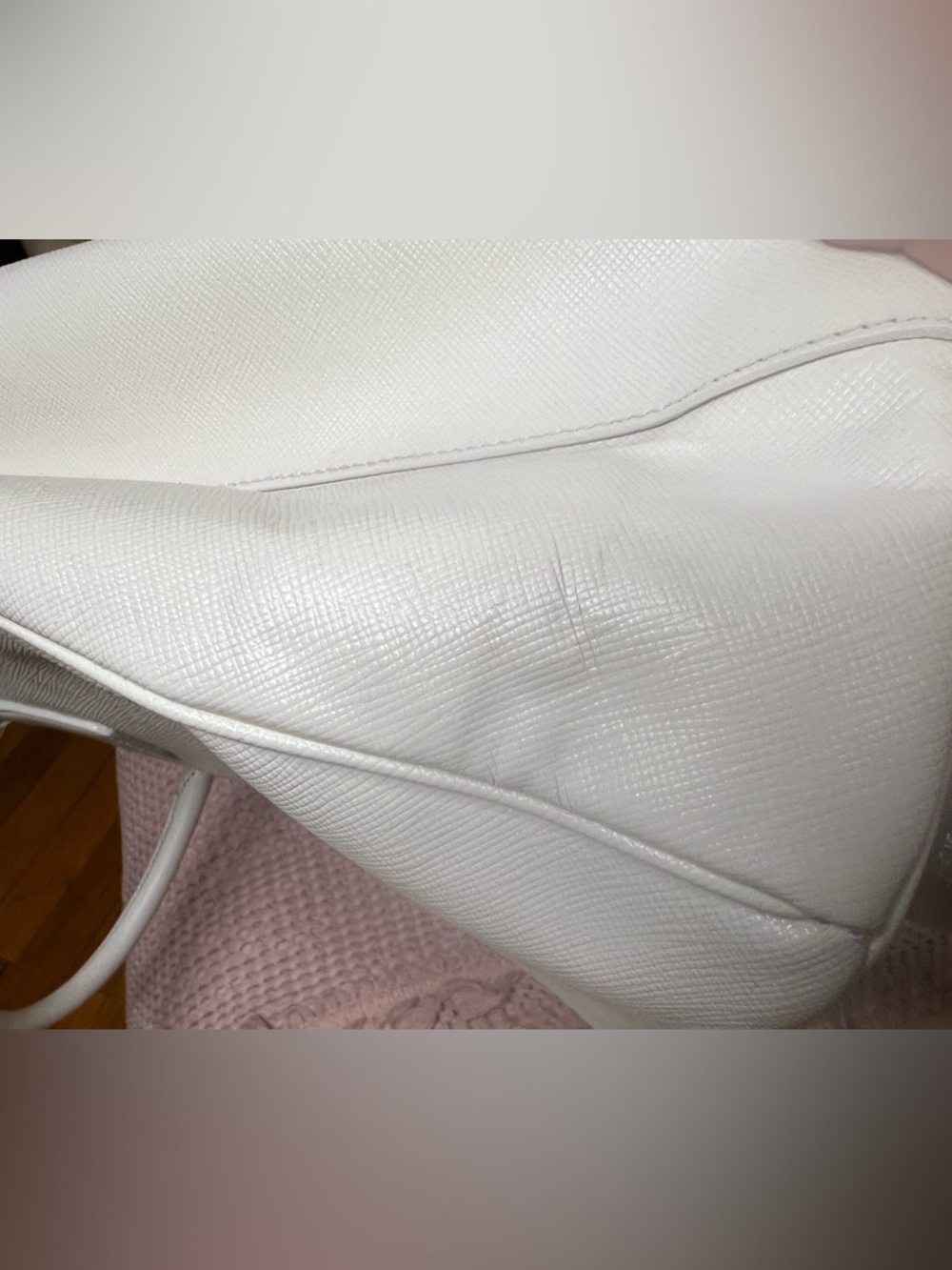 Prada White Saffiano Leather Double-Zip Satchel Tote - Picture 16 of 17